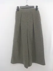 ◇ Samansa Mos2 blue ミックス バックゴム タック ワイド パンツ サイズM ダークベージュ系 レディース E  【1304080000493】