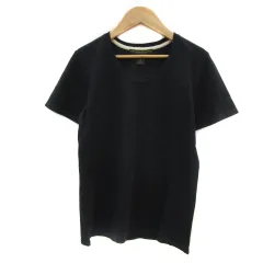 ダナキャラン DONNA KARAN Tシャツ カットソー 半袖 ラウンドネック 無地 M 黒 ブラック /YS9のサムネイル