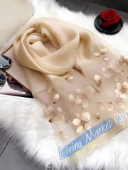 アクセサリー レディース スカーフ 春夏秋用 シルク ケープ スキニー 軽量スカーフ、杭州の繊細な刺繍 本物のシルク ハンドメイド、母の日やレディースへのプレゼントに CWJ518Q187