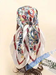 アクセサリー レディース スカーフ 1個 90cm バンダナ スカーフ 女性用 、フェイクシルク プリント スクエア スカーフ ヘッドラップ、ネッカチーフ、ショール、日常使い、オールシーズン対応 CWJ518Q149