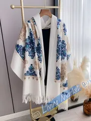 アクセサリー レディース スカーフ 1個 女性用 秋冬 フェイクカシミア 刺繍スカーフ、厚手 暖かい タッセル付き ボヘミアン調 トラベルショール ポンチョ ドレス用 CWJ518Q279