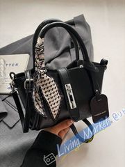 가방 여성 핸들 가방 1 개 세련된 미니멀리스트주의 플랩 잠금 PU 2WAY 숄더백 & 핸드백 부착 스카프, 일상 사용, 트렌디한 리본 여성 지갑 CWJ516Q174