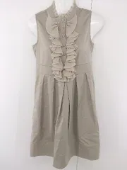 ◇ Ray BEAMS レイビームス フリル ピンタック ノースリーブ 膝丈 ワンピース ベージュ系 レディース E  【1304100016299】のサムネイル