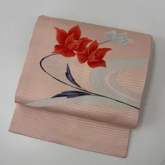 名古屋帯 正絹 刺繍 花柄 九寸 帯 着物 MA-7222