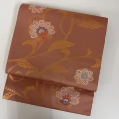 名古屋帯 花唐草 上品な織り出し 九寸 正絹 着物 MA-7130