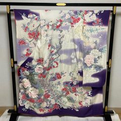 8152 白 振袖 着物 正絹 おしゃれ 百花繚乱 難あり - メルカリ