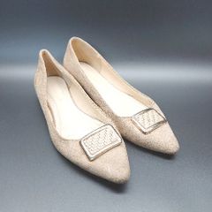 ◇ NATURAL BEAUTY BASIC 無地 ぺたんこアーモンドトゥ フラットパンプス 表記なし ベージュ レディース E 【1304120018419】