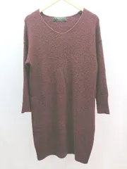 ◇ BEAMS LIGHTS ビームス ライツ ウール19% Vネック 長袖 ミドル ワンピース サイズ38 ボルドー レディース E  【1304120024571】のサムネイル