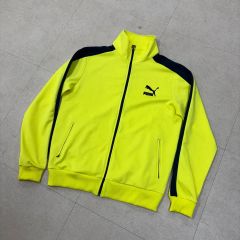 PUMA プーマ トラックジャケット 古着 襟高 ロゴ XL 黄 黒 19312 
