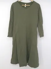 ◇ JUNOAH ジュノア Vネック スウェット 長袖 膝下丈 ワンピース カーキ系 レディース E  【1304140007684】のサムネイル