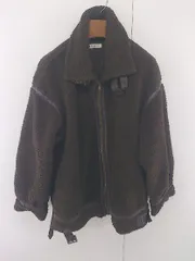 ■ apres jour アプレジュール 長袖 パイピンク ボア ジャケット サイズ F ダークブラウン レディース E  【1304200043690】
