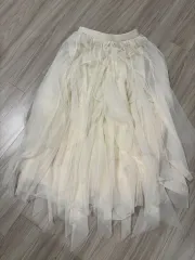 アイボリー チュール バレリーナ ロング スカート