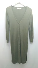 ◇ N.Natural Beauty Basic ロング丈 シンプル 綺麗め 長袖 ニット カーディガン サイズM カーキ レディース E  【1304210005374】