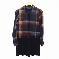 ザラ ベーシック ZARA BASIC ワンピース シャツワンピ Aライン 膝丈 切替 シースルー チェック 柄 タック XS チャコール 灰 ブラック 黒 /HT2