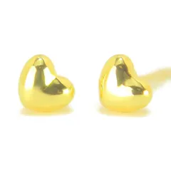 K18イエローゴールドハートピアス 4mm 1ペア両耳販売 日本製 ニッケルフリー yokomountain (シリコンキャッチ) 1