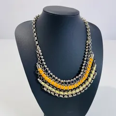 23区 ビジュー ネックレス 大ぶり チェーン オレンジ シルバー パーティーのサムネイル