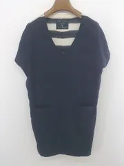 ◇ MICA&DEAL Vネック 切替 ボーダー フレンチスリーブ ミニ ワンピース ネイビー ベージュ系 レディース P  【1304250006812】のサムネイル