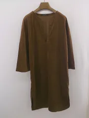 ◇ w closet ダブルクローゼット サイドスリット 長袖 膝丈 ワンピース サイズF ブラウン系 レディース P  【1304250011540】のサムネイル
