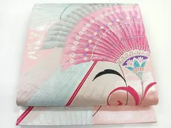 平和屋着物◎六通柄袋帯　唐織　舞花文　銀糸　正絹　逸品　CABG1474nb