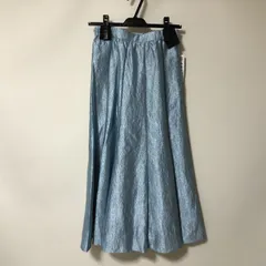E501　新品　UNTITLED　アンタイトル　ブルー　メタリック　フレアスカート　ロング　S　定価22,000円