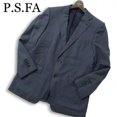 P.S.FA パーフェクトスーツファクトリー 通年 ALFRED BROWN 英国製生地★ ストライプ ジャケット Sz.AB5 メンズ ネイビーのサムネイル