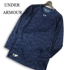 UNDER ARMOUR アンダーアーマー HEATGEAR 長袖 ストレッチ 総柄 Tシャツ Sz.XL メンズ ネイビー 大きいサイズ トレーニング