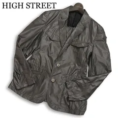 HIGH STREET ハイストリート 通年 背抜き★ 光沢 スリム アンコン テーラード ジャケット Sz.L メンズ グレーのサムネイル