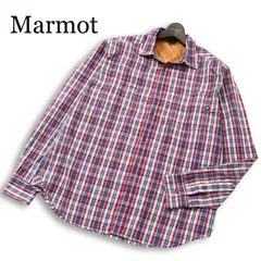 Marmot マーモット 通年★ 【MJS-S7041】 長袖 チェック柄 メッシュ ロゴ刺繍 アウトドア シャツ Sz.L メンズのサムネイル