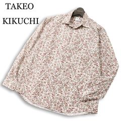 タケオキクチ 麻混 テーラードサファリジャケット 総花柄 サイズ3 
