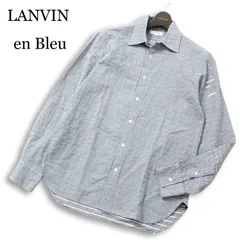 【美品】LANVIN en Bleu ランバン オン ブルー 通年★ 長袖 ボーダー シャツ 日本製 Sz.48 メンズのサムネイル