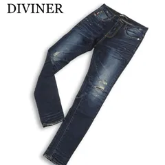 DIVINER ディバイナー ストレッチ リペア ダメージ加工★ ペイント スキニー デニム パンツ ジーンズ Sz.S メンズのサムネイル