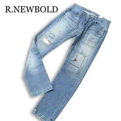 R.NEWBOLD ポールスミス パッチワーク ダメージ加工★ ストレッチ スリム デニム パンツ ジーンズ Sz.M メンズ 日本製のサムネイル