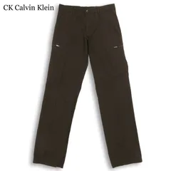 CK Calvin Klein カルバンクライン 春夏★ 麻 リネン混 ジップ ストレート ヘリンボーン スラックス パンツ Sz.31 メンズのサムネイル