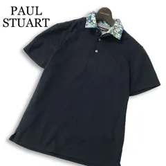 PAUL STUART ポール・スチュアート 春夏 花柄★ 切替 半袖 ポロシャツ Sz.M　メンズ ネイビーのサムネイル