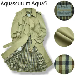 70s 80s ヴィンテージ イングランド製 アクアスキュータム Aquascutum Aqua5 ギャバジン トレンチ コート ラグランスリーブ L相当 ベージュ x クラブチェック メンズのサムネイル