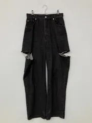 SELECT MOCA セレクトモカ デニムパンツ M ブラック フルレングス 無地 スタンダード ストレート ハイウエスト クラッシュ・ダメージ レディースのサムネイル