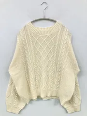 COLZA コルザ ニット/セーター L アイボリー ニット 無地 ミドル丈 長袖 クルーネック(丸首) レディース