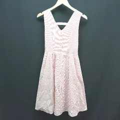 ◇ AG by Aqua girl ストライプ 前ボタン Vネック ノースリーブ ミドル ワンピース Mサイズ レッド ホワイト レディース E  【1305020005844】のサムネイル