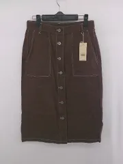 ◇ 新品 studio CLIP 配色 ステッチ ストレッチ カジュアル ロング タイト スカート サイズL ブラウン レディース E  【1305020020212】