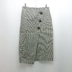◇ Audrey and John Wad チェック柄 深ｽﾘｯﾄ 上品 綺麗め 膝丈 タイト ラップスカート サイズS ﾍﾞｰｼﾞｭ ﾌﾞﾗｯｸ レディース E  【1305020016413】のサムネイル