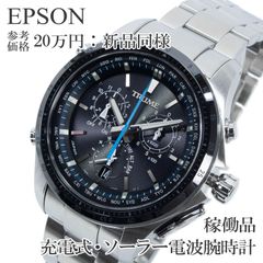 美品】エプソン TRUME ソーラー電波腕時計 メンズ チタン/セラミックQ9
