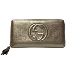 GUCCI インターロッキングGG ラウンドファスナー 長財布 ゴールド