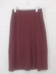◇ URBAN RESEARCH DOORS ニット ストライプ 膝下丈 フレア スカート サイズ38 レッド系 ボルドー系 レディース P  【1305060001912】