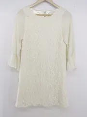 ◇ MERCURYDUO マーキュリーデュオ レース 七分袖 ミニ ワンピース サイズF オフホワイト系 レディース E  【1305110010239】