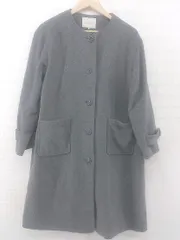 ◇ ehka sopo エヘカソポ 長袖 ノーカラー ロング コート サイズ M グレー レディース E  【1305110013452】のサムネイル