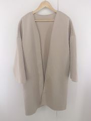 COS ラムレザー ノーカラー シャツ 半袖 ジャケット ベージュ 38 M