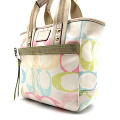 COACH y2k tote bag signature beige red leather canvas コーチ