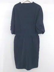 ◇ Simplicite シンプリシテェ 七分袖 膝下丈 ハイゲージニット ワンピース ネイビー レディース E  【1305120019703】のサムネイル