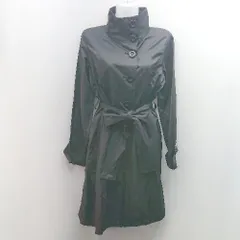 ◇ INCEDE ﾅｲﾛﾝ混 ｼｬｶ生地 薄手 カジュアル トラッド 小さい 長袖 トレンチコート サイズ9AR ﾌﾞﾗｯｸ レディース E  【1305150008357】のサムネイル