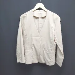 ◇ TRUDEA ノーカラー センターベント カジュアル シンプル ベーシック 長袖 ジャケット サイズL ベージュ レディース E  【1305150006216】のサムネイル